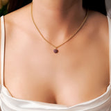 Pingente Coração em Ouro Amarelo e Rubelitas Pequeno