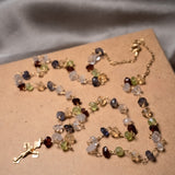 Colar Terço em Ouro Amarelo com Pedras Brasileiras