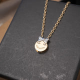 Pingente Smile Menina em Ouro Amarelo e Diamantes Pequeno