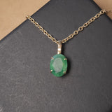 Pingente de Ouro Amarelo com Esmeralda Oval e Diamante