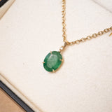 Pingente de Ouro Amarelo com Esmeralda Oval e Diamante