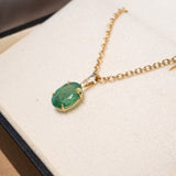 Pingente de Ouro Amarelo com Esmeralda Oval e Diamante