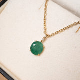 Pingente em Ouro Amarelo com Esmeralda Redonda e Diamante