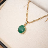 Pingente em Ouro Amarelo com Esmeralda Redonda e Diamante