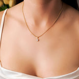 Pingente Ponto De Luz De Ouro Amarelo Com Safira Branca