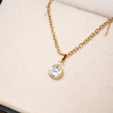 Pingente Ponto De Luz De Ouro Amarelo Com Safira Branca