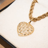 Pingente Coração Tramas Em Ouro Amarelo Médio