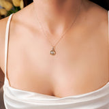 Pingente Coração de Ouro Branco e Rosê Cravejado de Diamantes