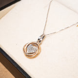 Pingente Coração de Ouro Branco e Rosê Cravejado de Diamantes