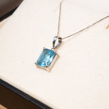 Pingente Ocean em Ouro Branco e Topázio Azul