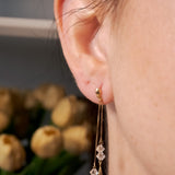 Brinco Pendente em Ouro Amarelo e Cristais