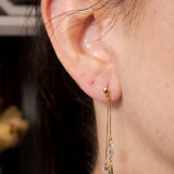 Brinco Pendente em Ouro Amarelo e Cristais