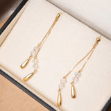 Brinco Pendente em Ouro Amarelo e Cristais