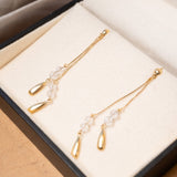 Brinco Pendente em Ouro Amarelo e Cristais