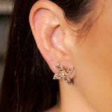 Brinco Flor Bold em Ouro Amarelo, Turmalinas e Diamantes