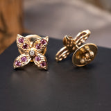 Brinco Flor Bold em Ouro Amarelo, Turmalinas e Diamantes