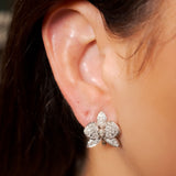 Brinco Flor Orquidea em Ouro Branco e Diamantes