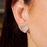 Brinco Chuveiro Coração Bold em Ouro Branco e Diamantes