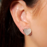 Brinco Chuveiro Coração Bold em Ouro Branco e Diamantes