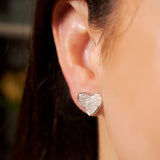 Brinco Chuveiro Coração Bold em Ouro Branco e Diamantes