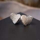 Brinco Chuveiro Coração Bold em Ouro Branco e Diamantes