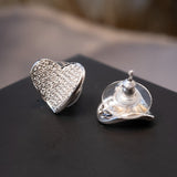 Brinco Chuveiro Coração Bold em Ouro Branco e Diamantes