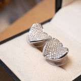 Brinco Chuveiro Coração Bold em Ouro Branco e Diamantes