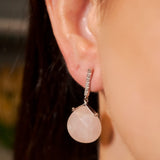 Brinco Vivara Afrodite de Ouro Branco com Dimantes e Quartzo