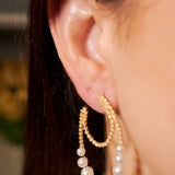 Brinco Elegance em Ouro Amarelo, Pérolas e Diamantes