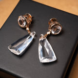 Brinco Julio Okubo de Ouro Rosê com Cristais de Rocha Transparentes e Diamantes