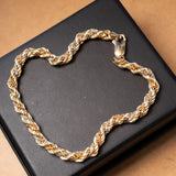 Pulseira Cordão Baiano Bold Trançado Ouro Amarelo 20 CM
