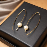 Brincos Gancho De Ouro Amarelo Com Perolas Douradas