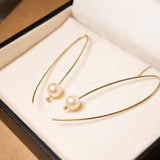 Brincos Gancho De Ouro Amarelo Com Perolas Douradas