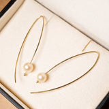 Brincos Gancho De Ouro Amarelo Com Perolas Douradas