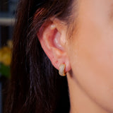 Brincos Argolas Em Ouro Amarelo Com Safiras Brancas