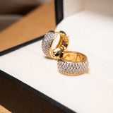 Brincos Argolas Em Ouro Amarelo Com Safiras Brancas