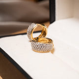 Brincos Argolas Em Ouro Amarelo Com Safiras Brancas