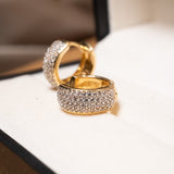 Brincos Argolas Em Ouro Amarelo Com Safiras Brancas