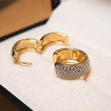 Brincos Argolas Em Ouro Amarelo Com Safiras Brancas