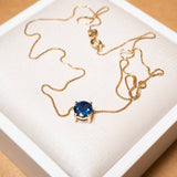 Colar Veneziana Ponto De Luz Em Ouro Amarelo Com Safira De 95 Pontos