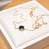 Colar Veneziana Ponto De Luz Em Ouro Amarelo Com Safira De 95 Pontos