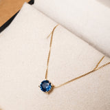 Colar Veneziana Ponto De Luz Em Ouro Amarelo Com Safira De 95 Pontos