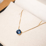 Colar Veneziana Ponto De Luz Em Ouro Amarelo Com Safira De 95 Pontos