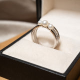 Anel Vivara Em Ouro Branco Com Diamantes E Pérolas