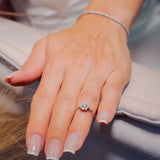 Anel Chuveirinho De Ouro Branco Com Diamantes