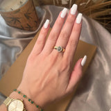 Anel Em Ouro Amarelo Com Apatita Neon E Diamantes