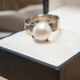 Anel Hstern Em Ouro Nobre Coleção Pérolas Com Diamantes