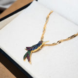 Pingente Beija Flor De Pedras Brasileiras Em Ouro Amarelo