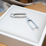 Brincos Argolas Navette Em Ouro Branco Com Diamantes