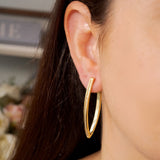 Brincos Argolas Navette Em Ouro Amarelo E Diamantes